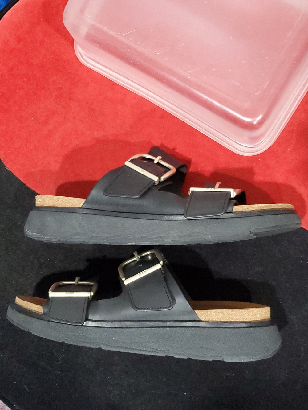 Fitflop GEN-FF Buckle Two-Bar Leather Slides In Black Size 8.5 - Picture 10 of 15